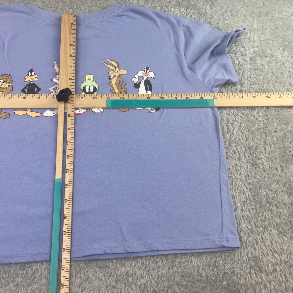 Looney Tunes Graphic T-Shirt Womens XL Purple Tweety Bird Characters Crop Top - Picture 6 of 6